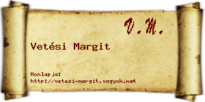 Vetési Margit névjegykártya